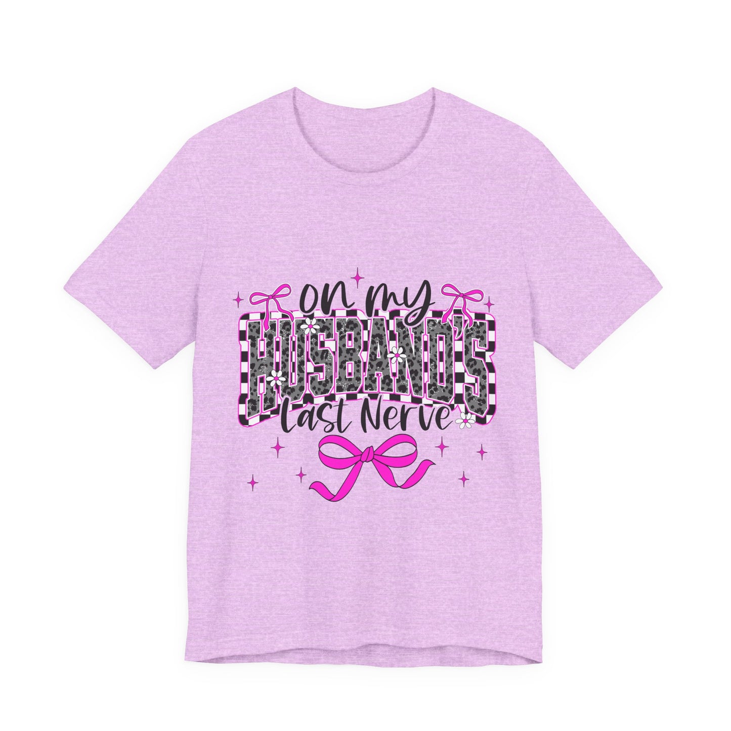 T‑Shirt — "On My Husband's Last Nerve" Pink Leopard Graphic Tee