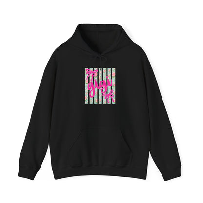 Gigi Floral Stripes Hoodie — Pink Bow Gift Graphic Sweatshirt