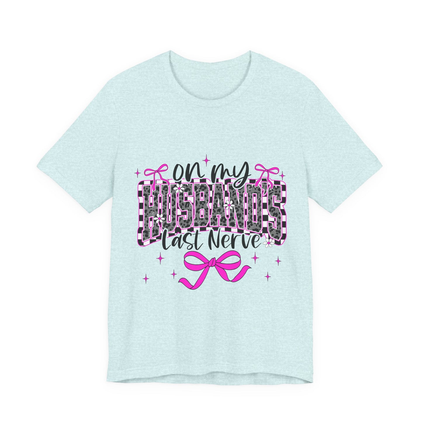 T‑Shirt — "On My Husband's Last Nerve" Pink Leopard Graphic Tee