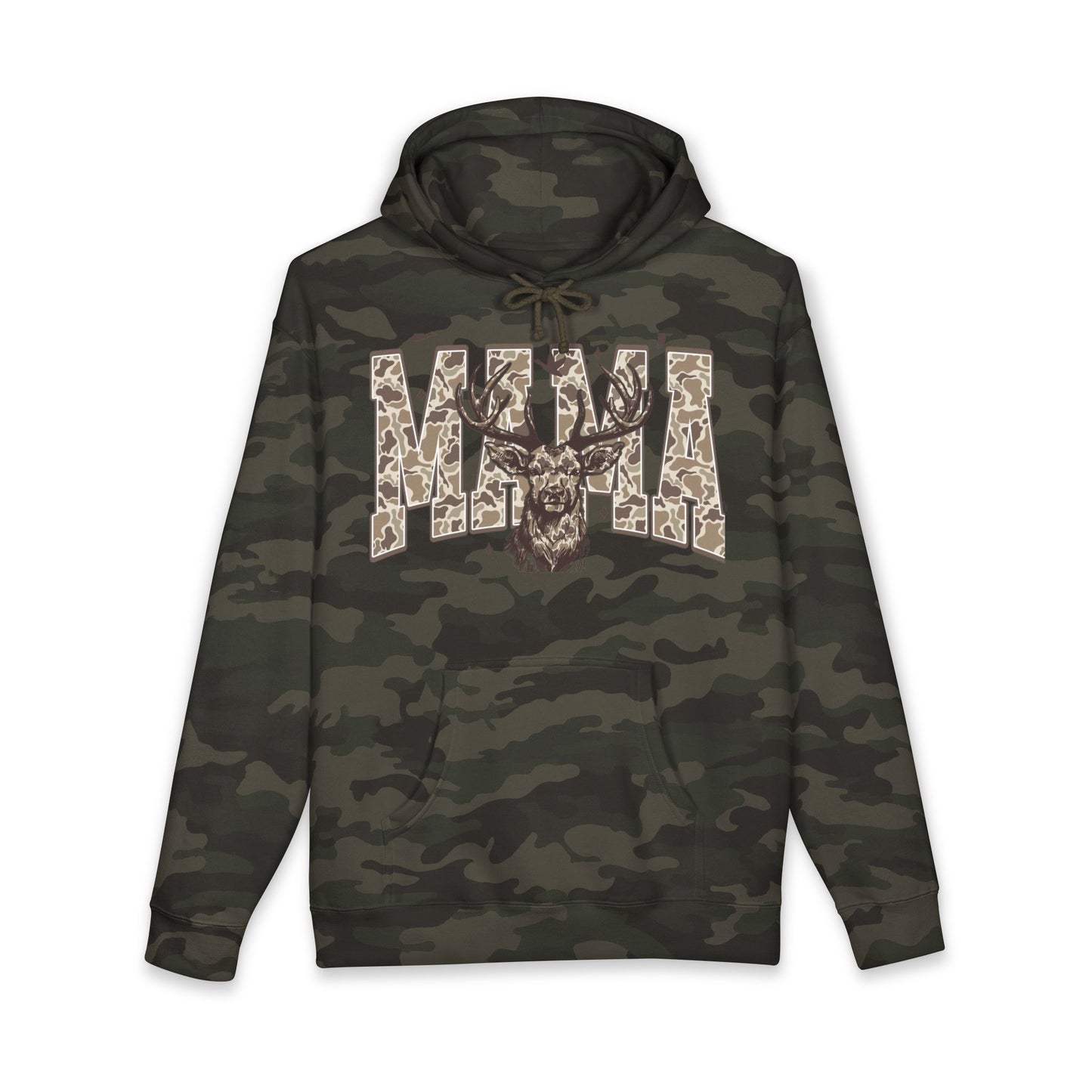 Mama Deer Hoodie — Leopard Print Antler Graphic Pullover for Moms