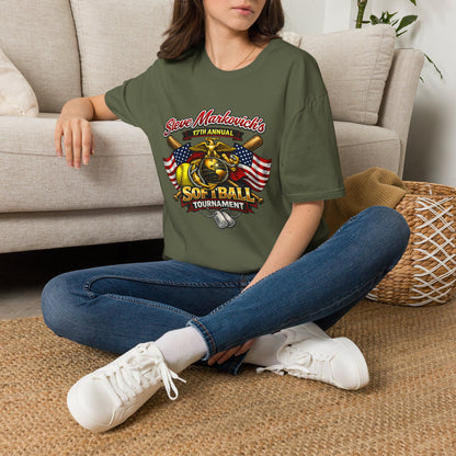 Softball Tournament T-Shirt — "Steve Markovich's 17th Annual" with American Flag