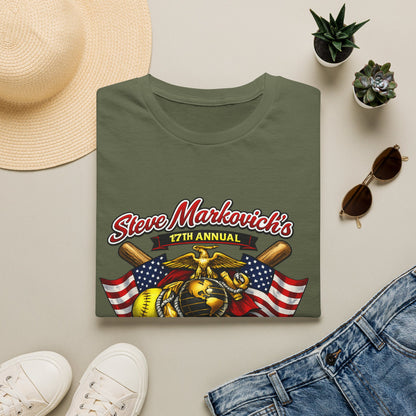 Softball Tournament T-Shirt — "Steve Markovich's 17th Annual" with American Flag