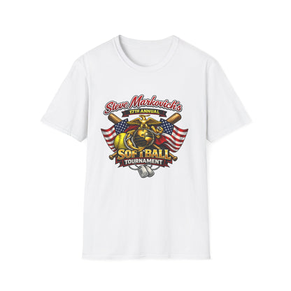 Softball Tournament T-Shirt — "Steve Markovich's 17th Annual" with American Flag