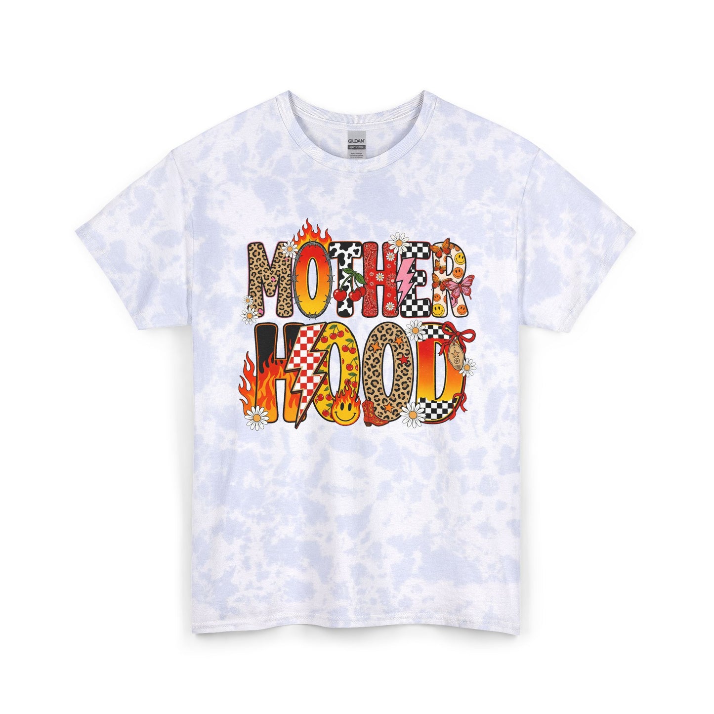 Mother Hood Tie-Dye Tee — Floral & Patchwork Graphic Shirt