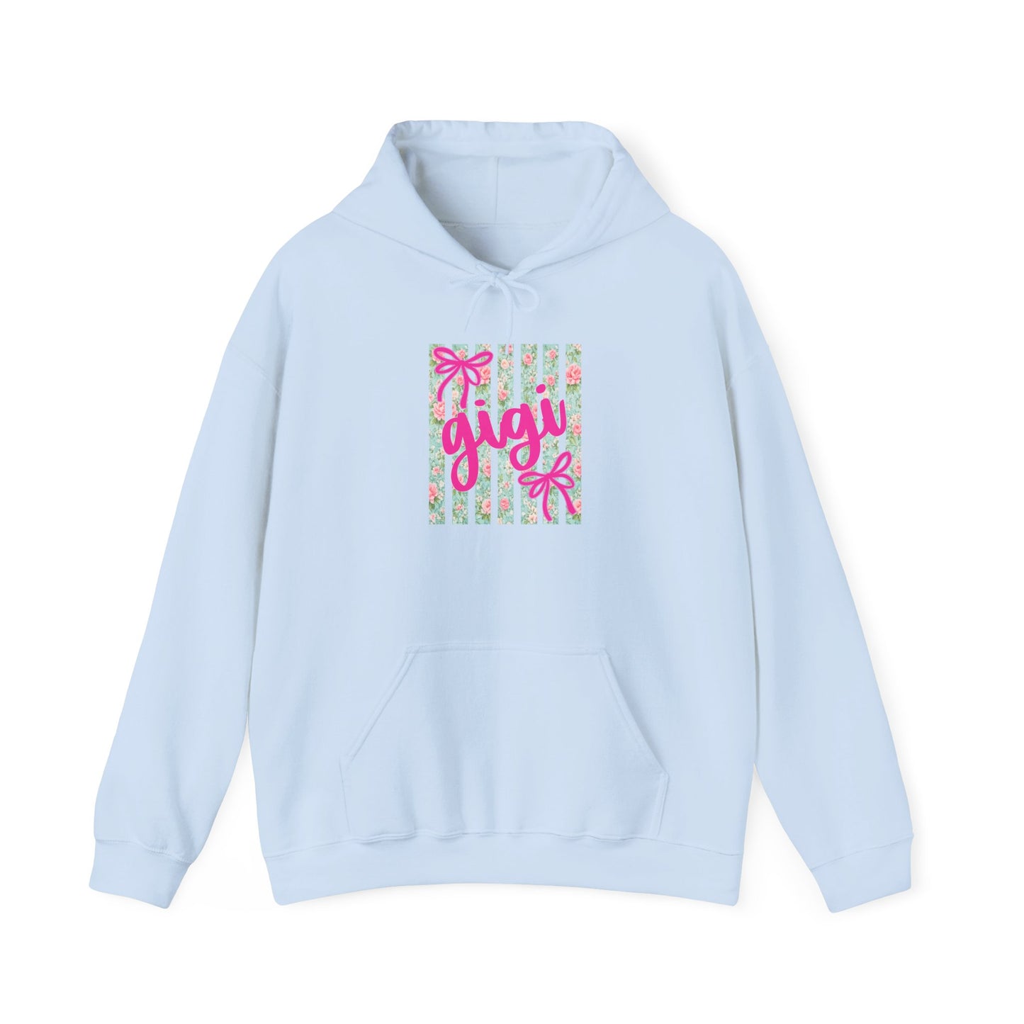 Gigi Floral Stripes Hoodie — Pink Bow Gift Graphic Sweatshirt