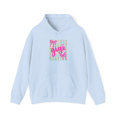 Gigi Floral Stripes Hoodie — Pink Bow Gift Graphic Sweatshirt