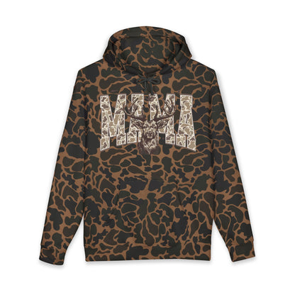 Mama Deer Hoodie — Leopard Print Antler Graphic Pullover for Moms
