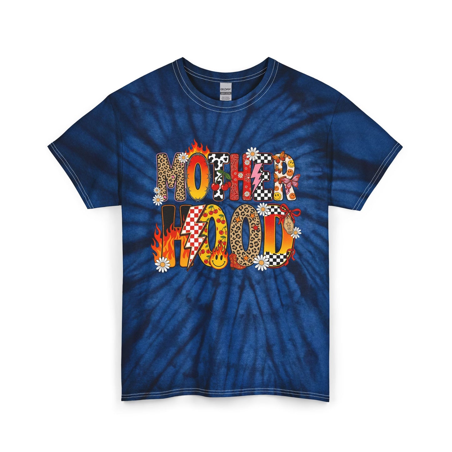 Mother Hood Tie-Dye Tee — Floral & Patchwork Graphic Shirt