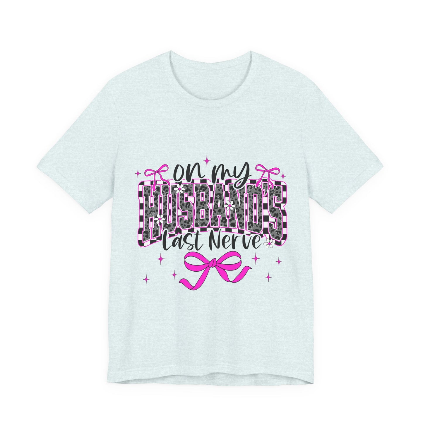 T‑Shirt — "On My Husband's Last Nerve" Pink Leopard Graphic Tee