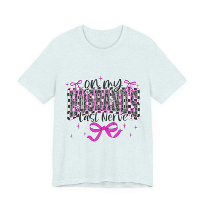 T‑Shirt — "On My Husband's Last Nerve" Pink Leopard Graphic Tee