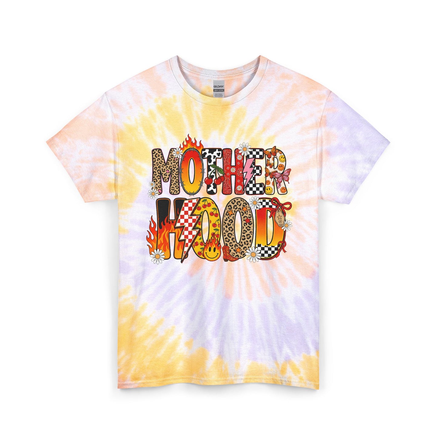 Mother Hood Tie-Dye Tee — Floral & Patchwork Graphic Shirt