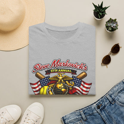 Softball Tournament T-Shirt — "Steve Markovich's 17th Annual" with American Flag