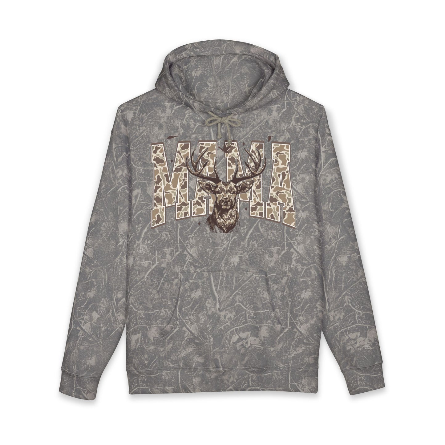 Mama Deer Hoodie — Leopard Print Antler Graphic Pullover for Moms