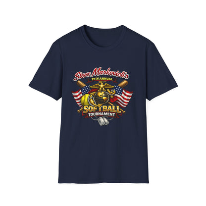 Softball Tournament T-Shirt — "Steve Markovich's 17th Annual" with American Flag