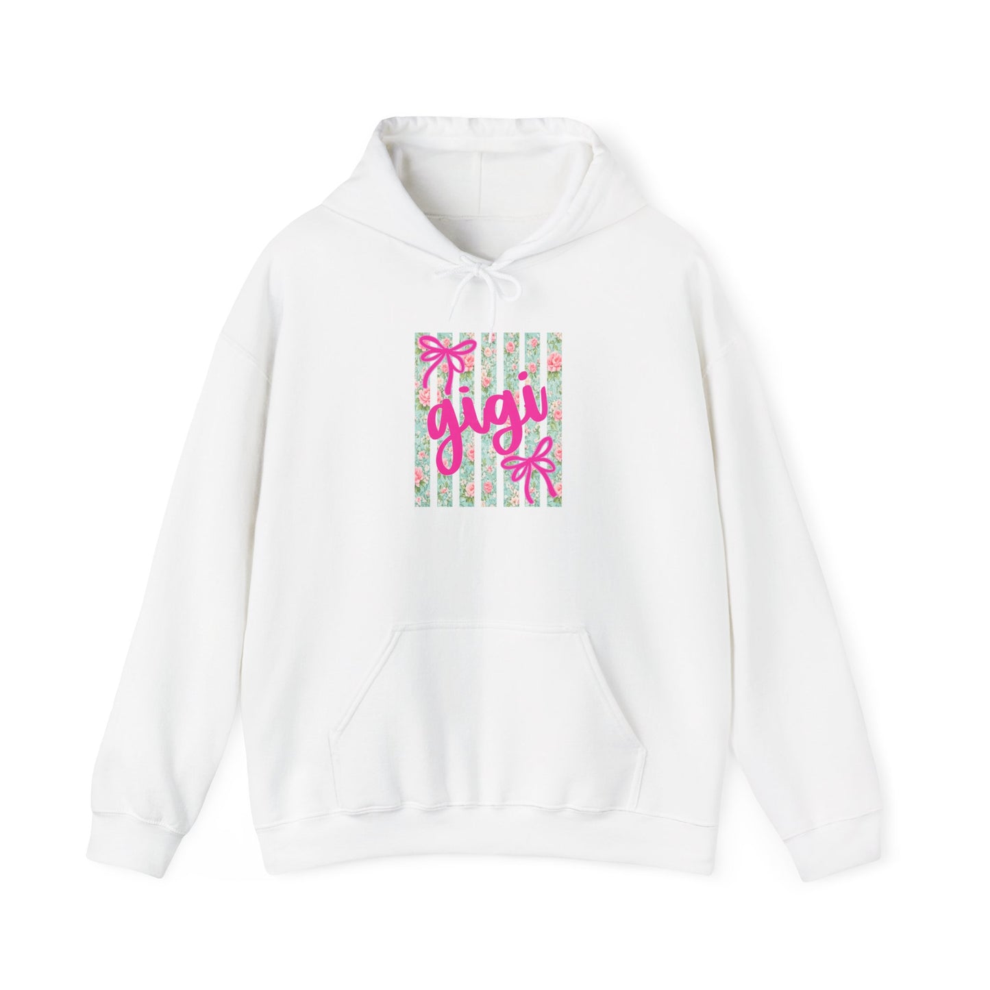 Gigi Floral Stripes Hoodie — Pink Bow Gift Graphic Sweatshirt