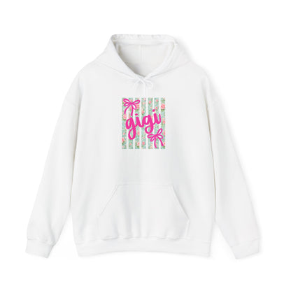 Gigi Floral Stripes Hoodie — Pink Bow Gift Graphic Sweatshirt