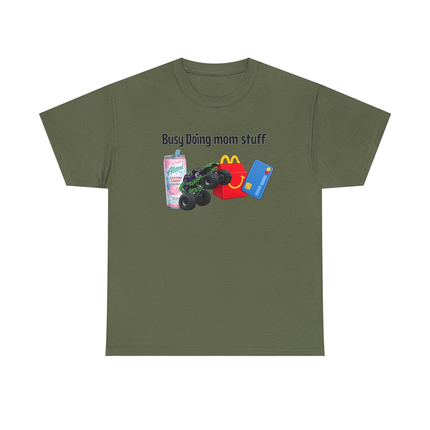 Busy Doing Mom Stuff T-Shirt — Funny Mom Life Tee with Snacks & alani Graphic