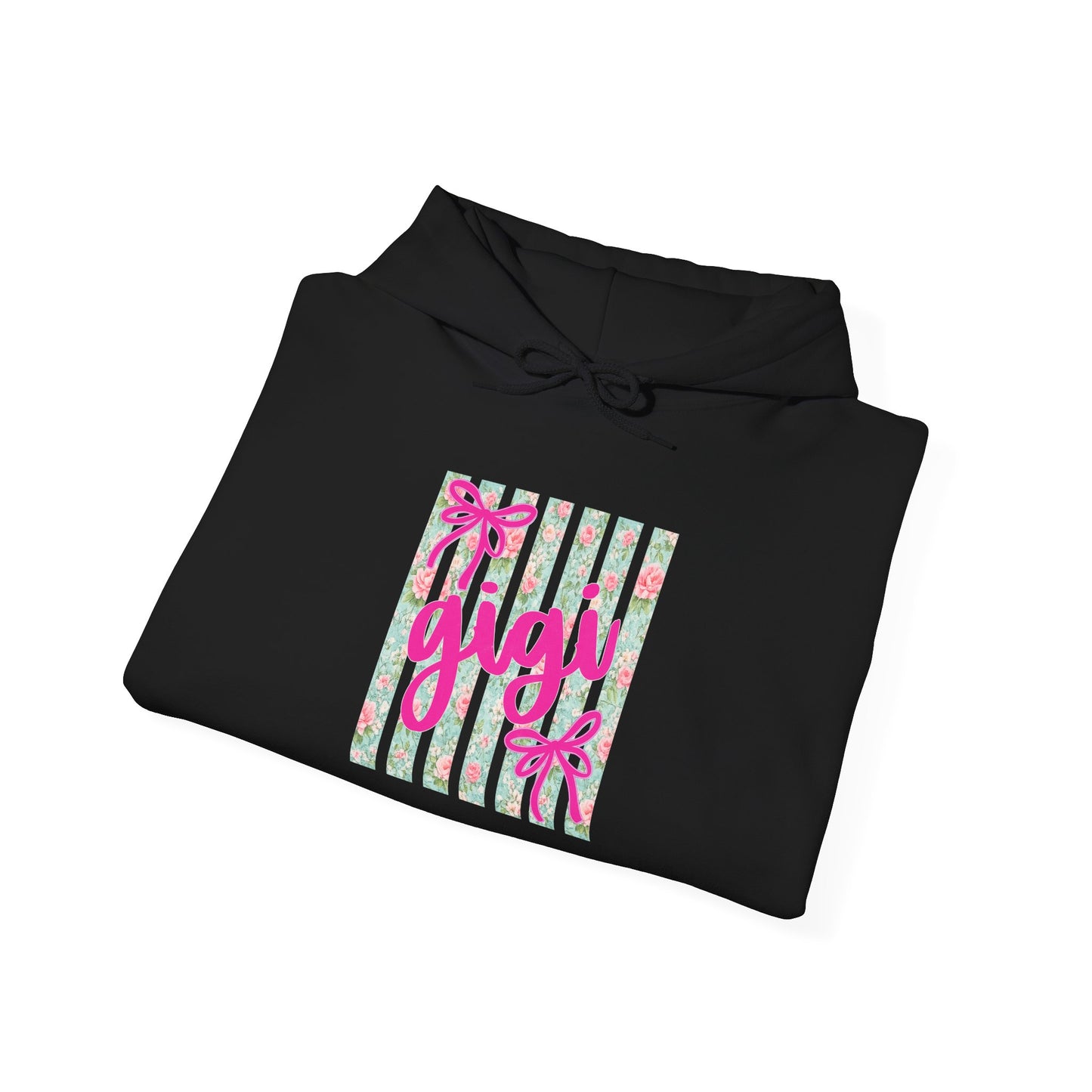 Gigi Floral Stripes Hoodie — Pink Bow Gift Graphic Sweatshirt
