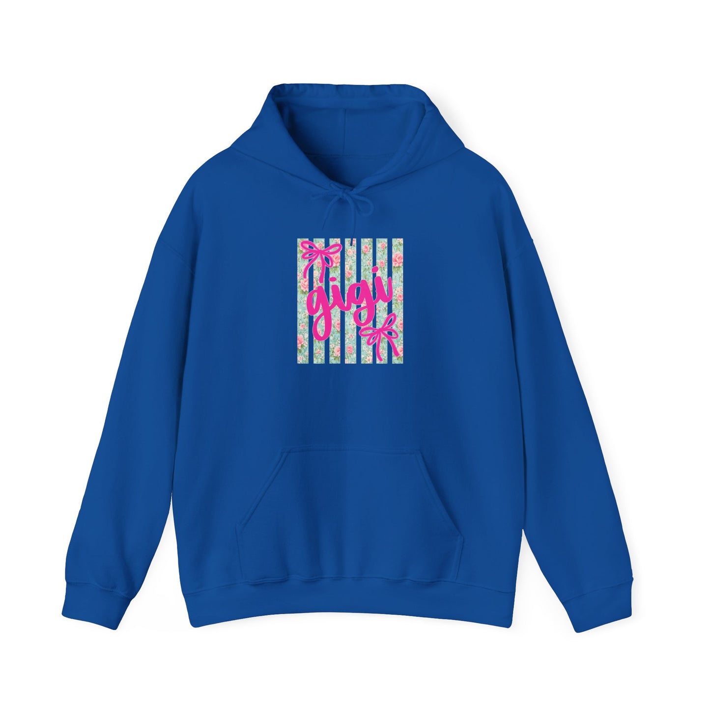 Gigi Floral Stripes Hoodie — Pink Bow Gift Graphic Sweatshirt